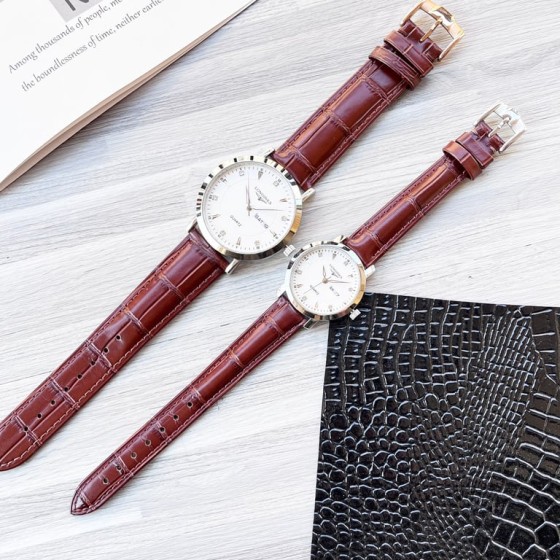 Longines Couple Watches, Original Imported Quartz Movement, Mineral Glass Crystal, 316L Stainless Steel Case, Men's Diameter 40mm, Women's Diameter 30mm, Thickness 8mm